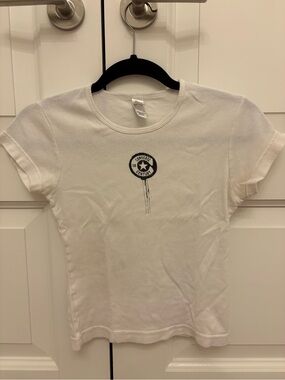 Converse White Tee with Black Center Logo